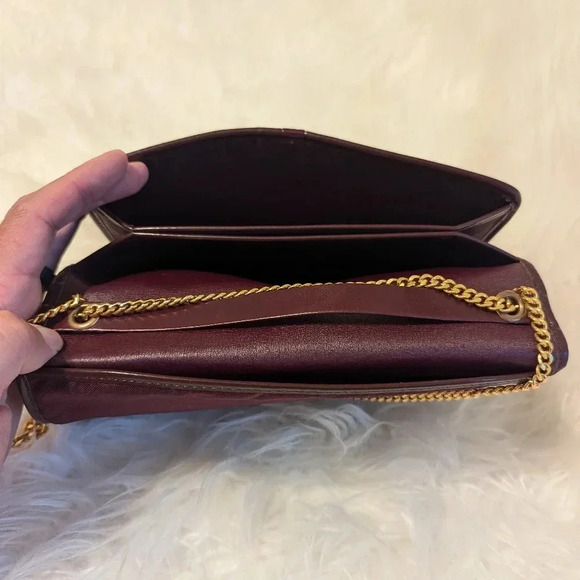 Authentic Christian Dior Bordeaux Nylon & Leather Chain Shoulder Crossbody Bag - Picture 7 of 8